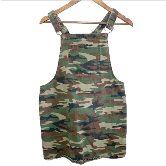 Camo Print Forever 21 Adjustable Skirt Overalls - Picture 1 of 5